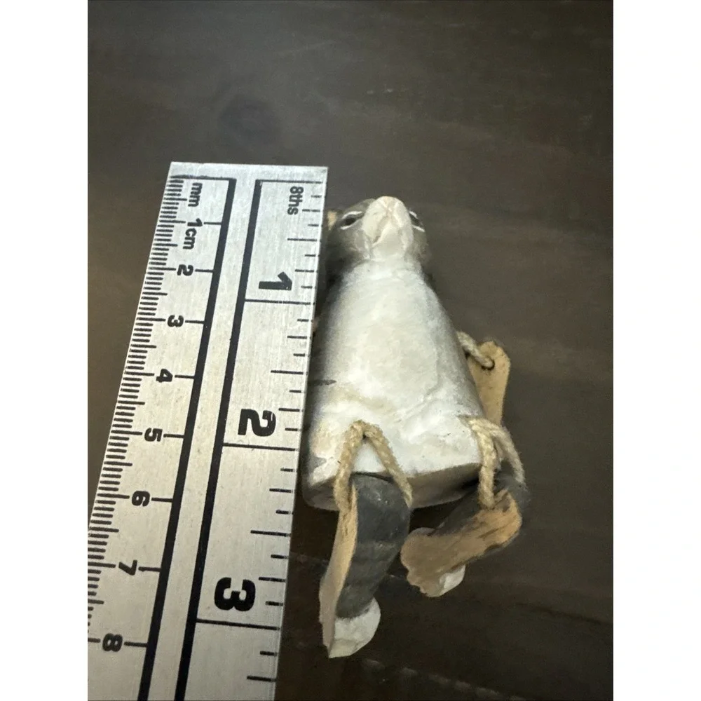 Vintage Wood Grey and White Cat Rope Jointed Legs